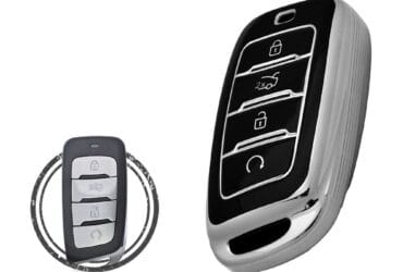 Coque en TPU pour clé intelligente Changan CS35 PLUS / CS95 4 boutons Couleur Chrome Noir