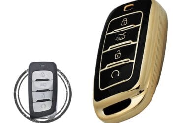 Coque en TPU pour clé intelligente Changan CS35 PLUS / CS95 4 boutons Couleur Noir Or