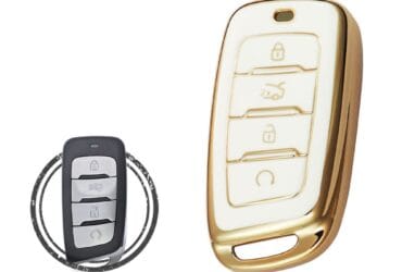 TPU Key Cover Case For Changan CS35 PLUS CS95 Smart Key Remote 4 Button WHITE GOLD Color