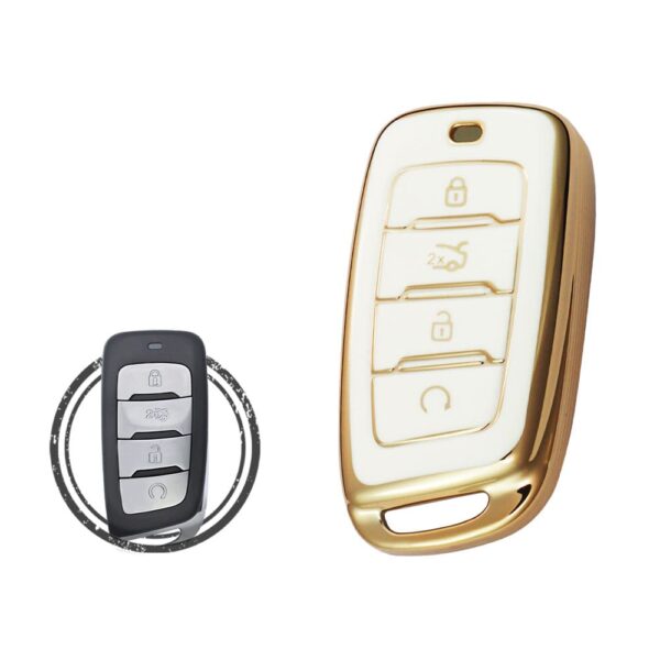 TPU Key Cover Case For Changan CS35 PLUS CS95 Smart Key Remote 4 Button WHITE GOLD Color