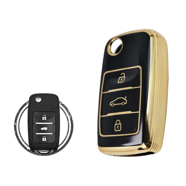 TPU Key Cover Case For Changan CS35 CS75 CS15 Flip Key Remote 3 Button BLACK GOLD Color