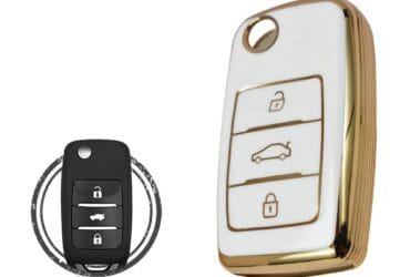 TPU Key Cover Case For Changan CS35 CS75 CS15 Flip Key Remote 3 Button WHITE GOLD Color