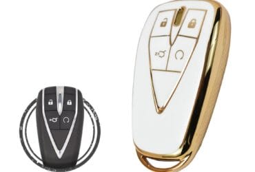 Coque en TPU pour clé intelligente Changan CS75 PLUS / CS35 PLUS 4 boutons Couleur Blanc Or