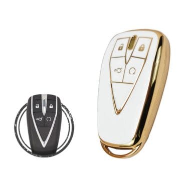 TPU Key Cover Case For Changan CS75 PLUS CS35 PLUS Smart Key Remote 4 Button WHITE GOLD Color