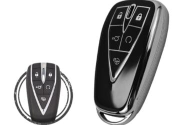 TPU Key Cover Case For Changan CS75 PLUS Smart Key Remote 5 Button Black Chrome Color