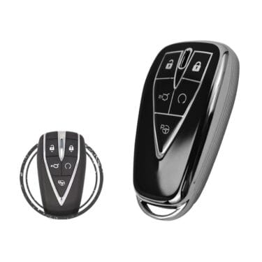 TPU Key Cover Case For Changan CS75 PLUS Smart Key Remote 5 Button Black Chrome Color