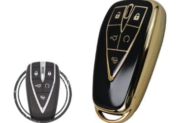 TPU Key Cover Case For Changan CS75 PLUS Smart Key Remote 5 Button BLACK GOLD Color