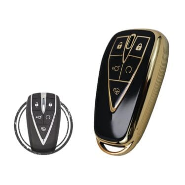 TPU Key Cover Case For Changan CS75 PLUS Smart Key Remote 5 Button BLACK GOLD Color