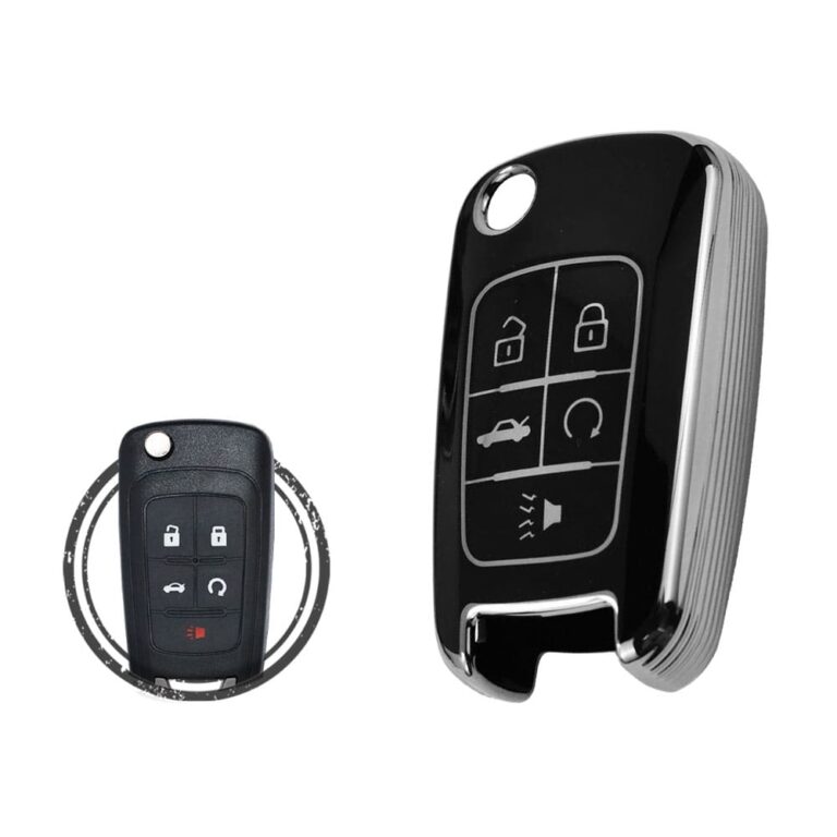 TPU Key Cover Case For Chevrolet Cruze Camaro Malibu Equinox Flip Key Remote 5 Button Black Chrome Color