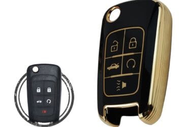 TPU Key Cover Case For Chevrolet Cruze Camaro Malibu Equinox Flip Key Remote 5 Button BLACK GOLD Color