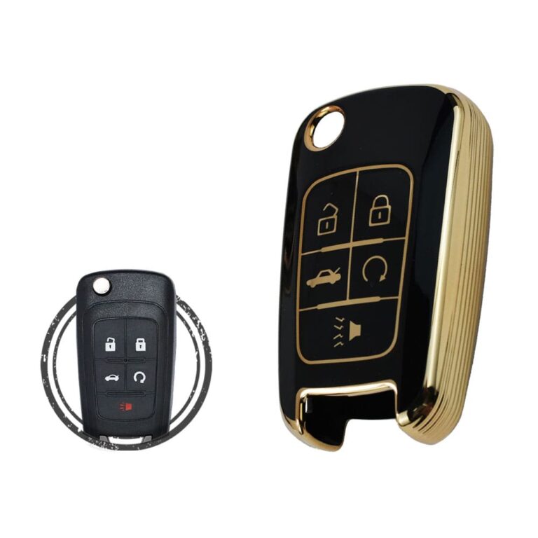 TPU Key Cover Case For Chevrolet Cruze Camaro Malibu Equinox Flip Key Remote 5 Button BLACK GOLD Color
