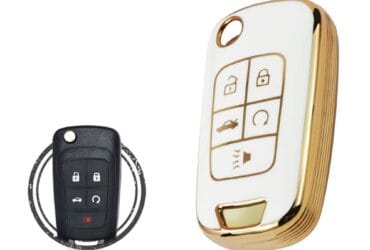 TPU Key Cover Case For Chevrolet Cruze Camaro Malibu Equinox Flip Key Remote 5 Button WHITE GOLD Color
