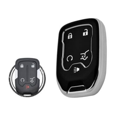 TPU Key Cover Case For Chevrolet Suburban Tahoe GMC Terrain Yukon Smart Key Remote 5 Button Black Chrome Color
