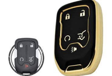 TPU Key Cover Case For Chevrolet Suburban Tahoe GMC Terrain Yukon Smart Key Remote 5 Button BLACK GOLD Color