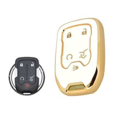 TPU Key Cover Case For Chevrolet Suburban Tahoe GMC Terrain Yukon Smart Key Remote 5 Button WHITE GOLD Color