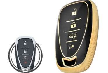 TPU Key Cover Case For Chevrolet Cruze Sonic Camaro Smart Key Remote 4 Button BLACK GOLD Color