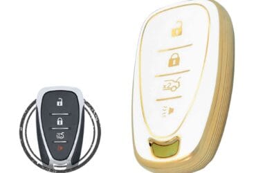 TPU Key Cover Case For Chevrolet Cruze Sonic Camaro Smart Key Remote 4 Button WHITE GOLD Color