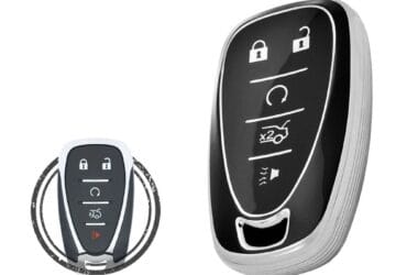 TPU Key Cover Case For Chevrolet Camaro Cruze Malibu Smart Key Remote 5 Button Black Chrome Color