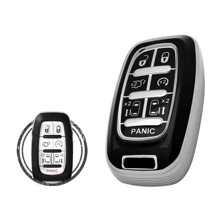 TPU Key Cover Case For Chrysler Pacifica Smart Key Remote 7 Button Black Chrome Color