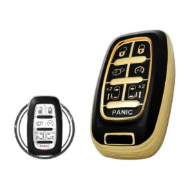 TPU Key Cover Case Protector For Chrysler Pacifica Smart Key Remote 7 Button BLACK GOLD Color