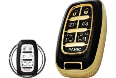 Coque en TPU pour clé intelligente Chrysler Pacifica 7 boutons Couleur noir et or