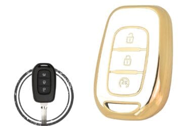 TPU Key Cover Case For Dacia Duster Remote Head Key 3 Button w/ Start WHITE GOLD Color