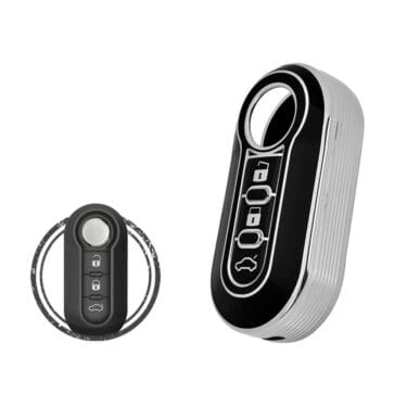 TPU Key Cover Case For Fiat Doblo Punto Grande Punto Abarth 500 Flip Key Remote 3 Button Black Chrome Color