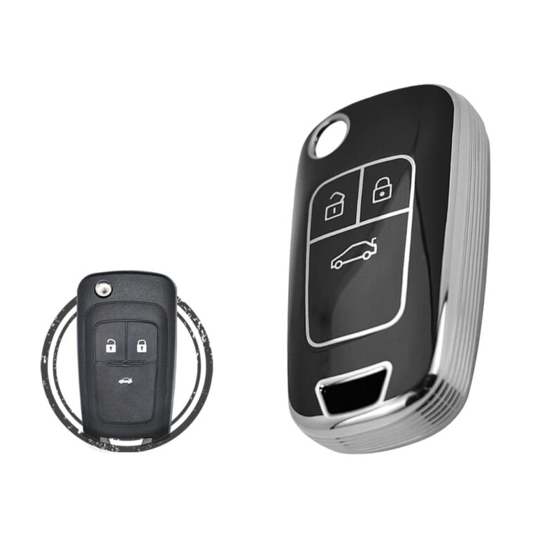 TPU Key Cover Case For Chevrolet Cruze Malibu Impala Flip Key Remote 3 Button Black Chrome Color