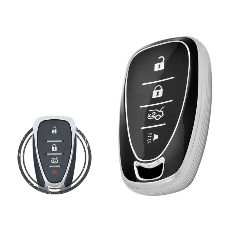 TPU Key Cover Case For Chevrolet Cruze Sonic Camaro Smart Key Remote 4 Button Black Chrome Color