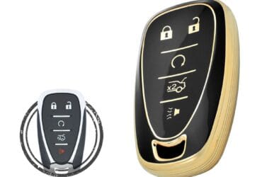 TPU Key Cover Case For Chevrolet Camaro Cruze Malibu Smart Key Remote 5 Button BLACK GOLD Color