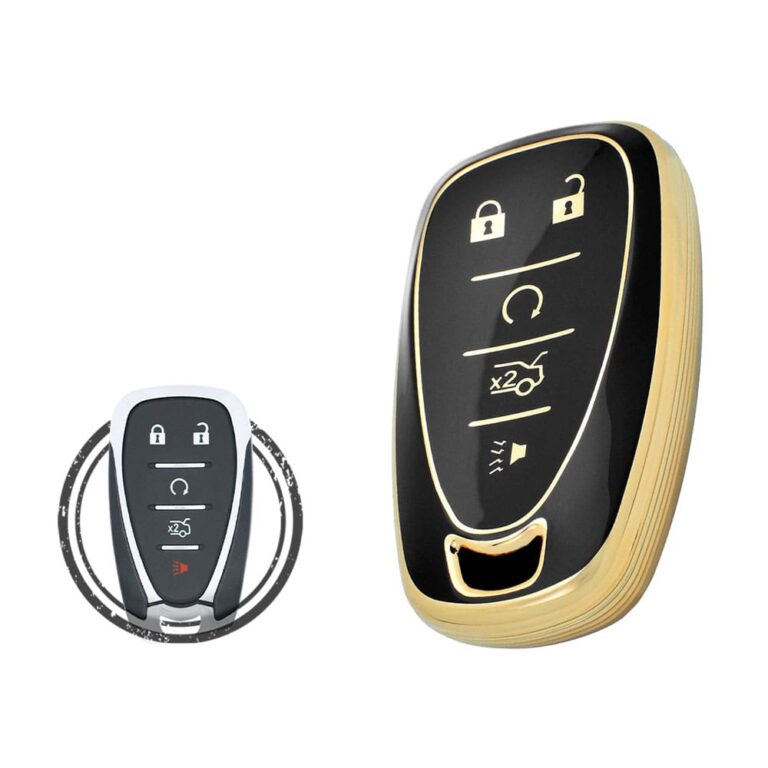 TPU Key Cover Case For Chevrolet Camaro Cruze Malibu Smart Key Remote 5 Button BLACK GOLD Color