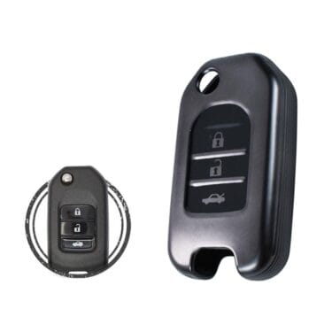 TPU Key Cover Case For Honda Flip Key Remote 3 Buttons BLACK Metal Color