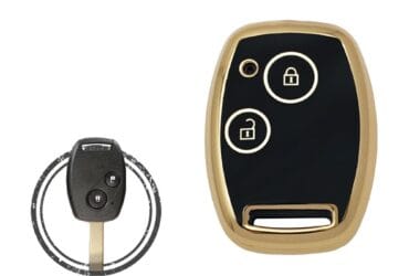 TPU Key Cover Case For Honda Remote Head Key 2 Button BLACK GOLD Color