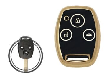 TPU Key Cover Case For Honda Remote Head Key 3 Button BLACK GOLD Color