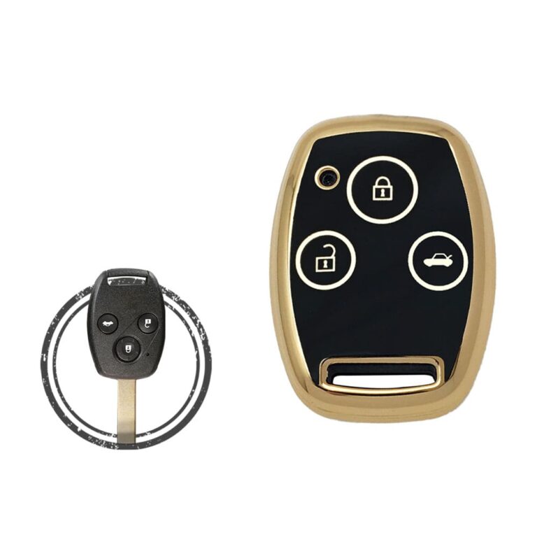 TPU Key Cover Case For Honda Remote Head Key 3 Button BLACK GOLD Color