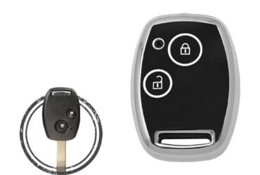 TPU Key Cover Case For Honda Remote Head Key 2 Button Black Chrome Color