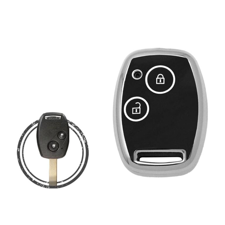 TPU Key Cover Case For Honda Remote Head Key 2 Button Black Chrome Color