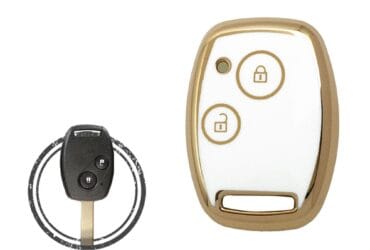 TPU Key Cover Case For Honda Remote Head Key 2 Button WHITE GOLD Color