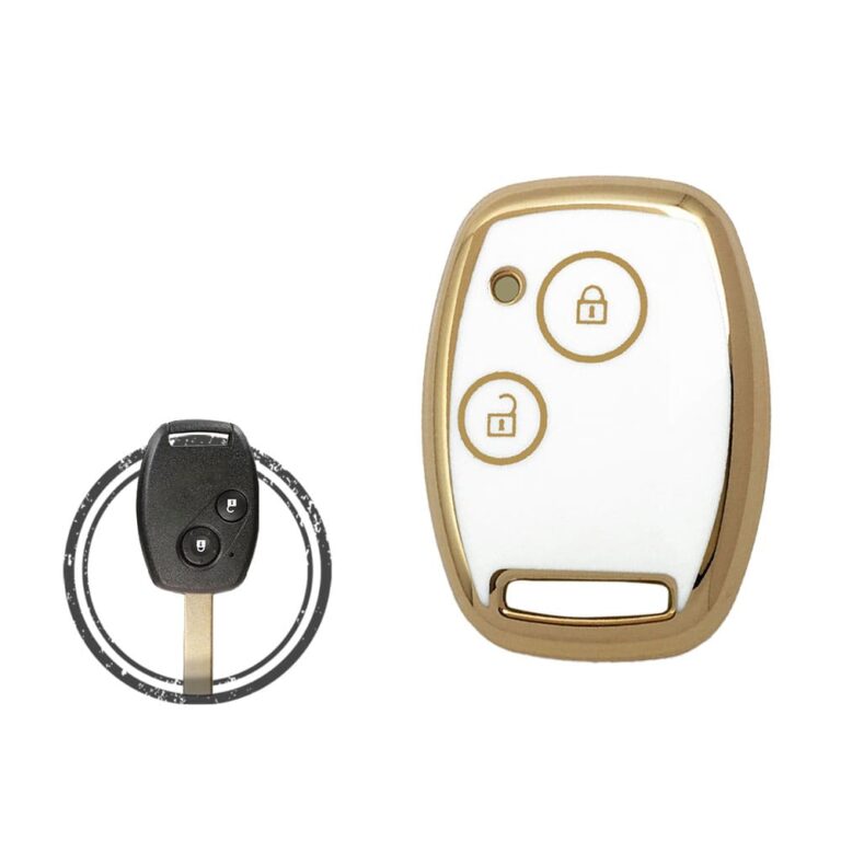 TPU Key Cover Case For Honda Remote Head Key 2 Button WHITE GOLD Color