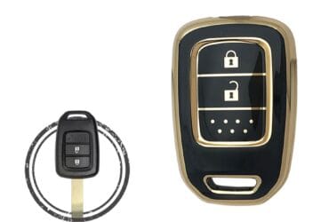TPU Key Cover Case For Honda Remote Key 2 Button BLACK GOLD Color