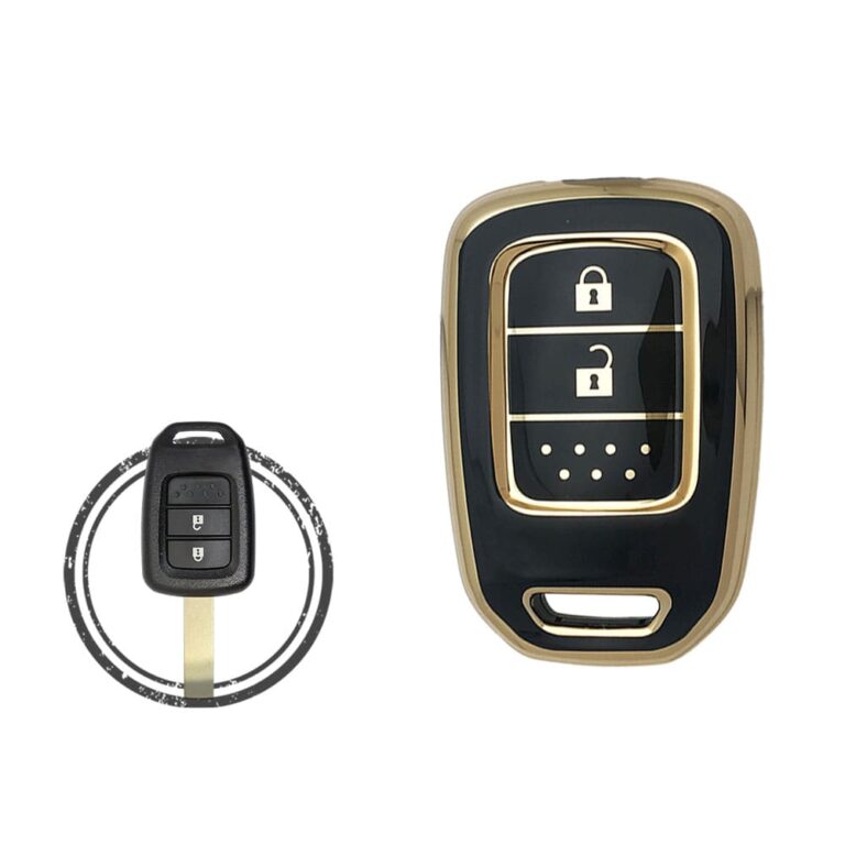 TPU Key Cover Case For Honda Remote Key 2 Button BLACK GOLD Color