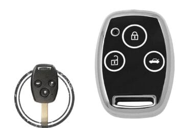 TPU Key Cover Case For Honda Remote Head Key 3 Button Black Chrome Color