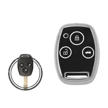 TPU Key Cover Case For Honda Remote Head Key 3 Button Black Chrome Color
