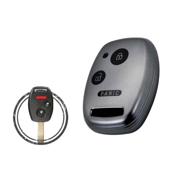 TPU Key Cover Case For Honda Head Key Remote 3 Button w/ Panic BLACK Metal Color