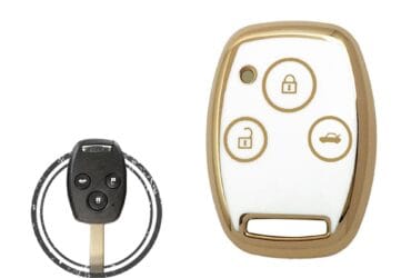 TPU Key Cover Case For Honda Remote Head Key 3 Button WHITE GOLD Color