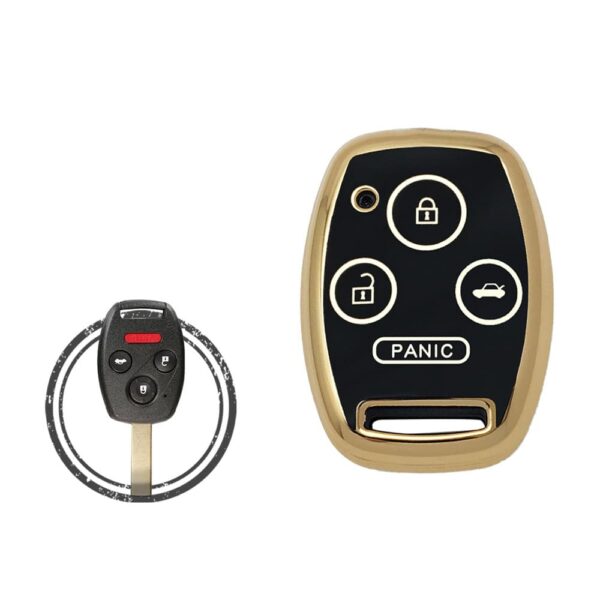 TPU Key Cover Case For Honda Remote Head Key 4 Button BLACK GOLD Color