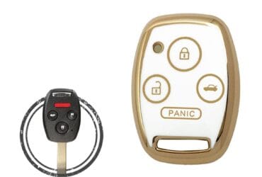 TPU Key Cover Case For Honda Remote Head Key 4 Buttons WHITE GOLD Color