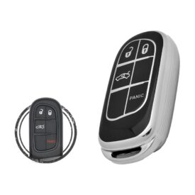 TPU Key Cover Case For Jeep Dodge Chrysler Smart Key Remote 4 Button Black Chrome Color