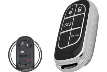 TPU Key Cover Case For Jeep Dodge Chrysler Smart Key Remote 4 Button Black Chrome Color