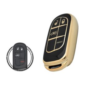 TPU Key Cover Case Protector For Jeep Dodge Chrysler Smart Key Remote 4 Button BLACK GOLD Color